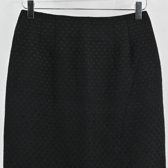 Linda Allard Ellen Tracy Pencil Skirt Size 8 Petite Textured Black Straight Work - Picture 3 of 10
